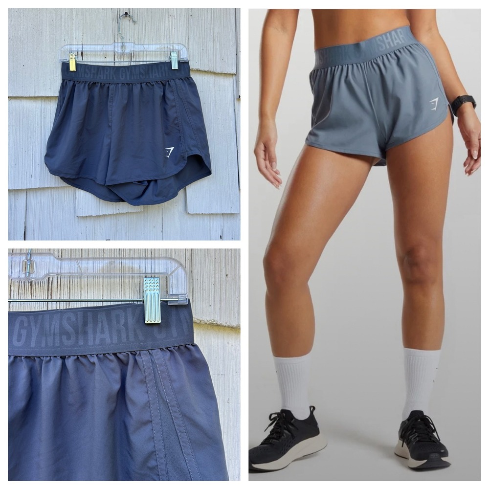 Gymshark Womens Flex Loose Shorts Graphite Grey Logo Waistband Size Medium